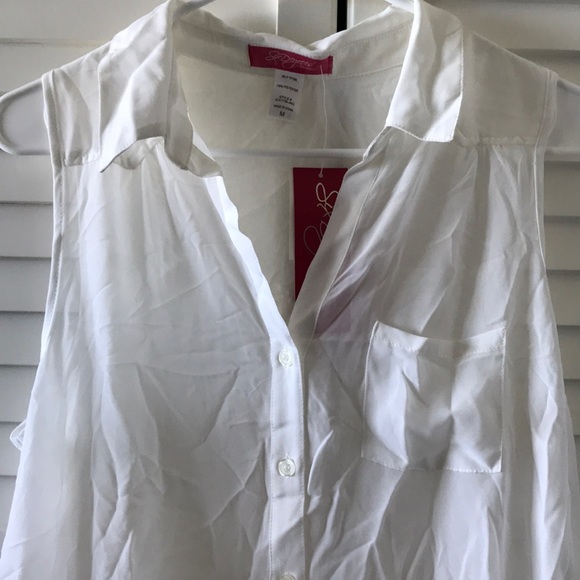 Six Degrees Sleeveless Button Down White Medium - Picture 2 of 6